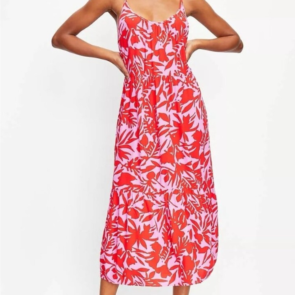 LOFT Red and purple Sleeveless Sundress with Slit